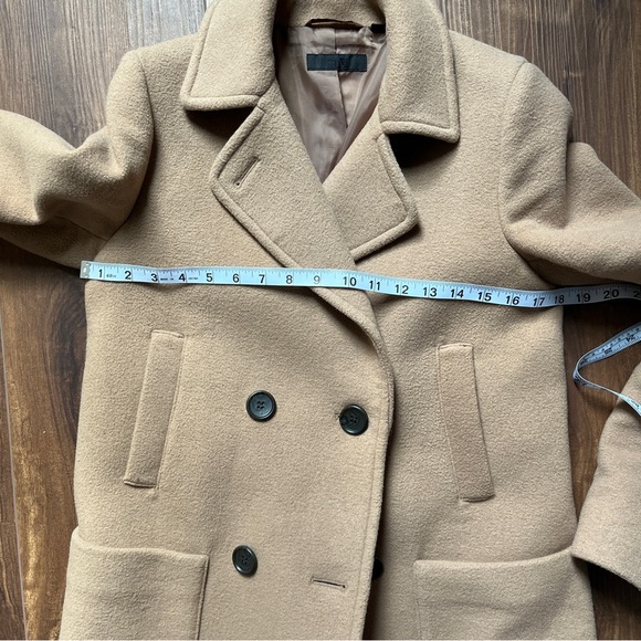 Uniqlo Beige Brown wool peacoat winter Coat preppy old money cottage academia - Picture 9 of 12